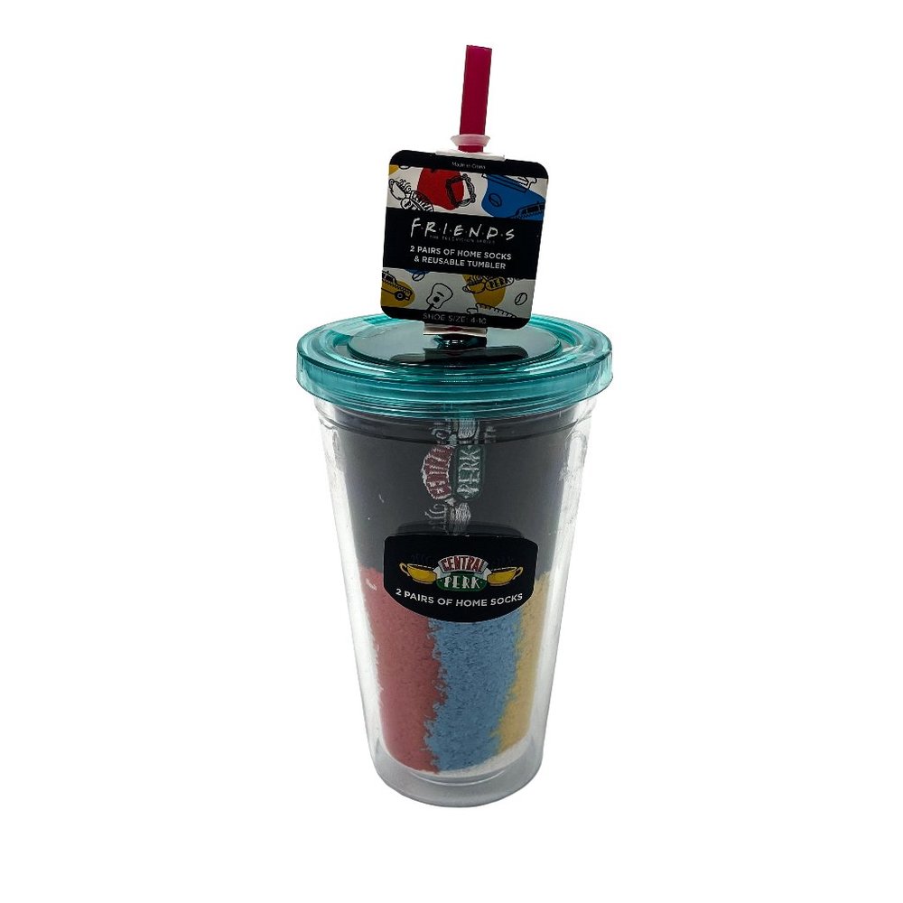 FRIENDS The TV Series: Central Perk 2 Pairs of Home Socks & Reusable Tumbler